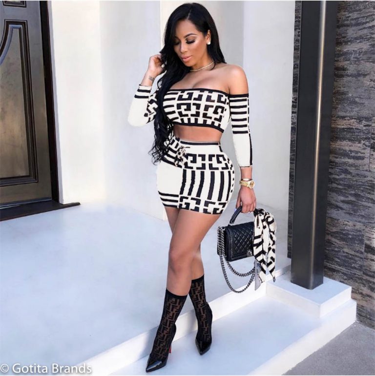 Trendy Fashion Clubwear Two Piece Skirt Sets Sexy Summer Outfit