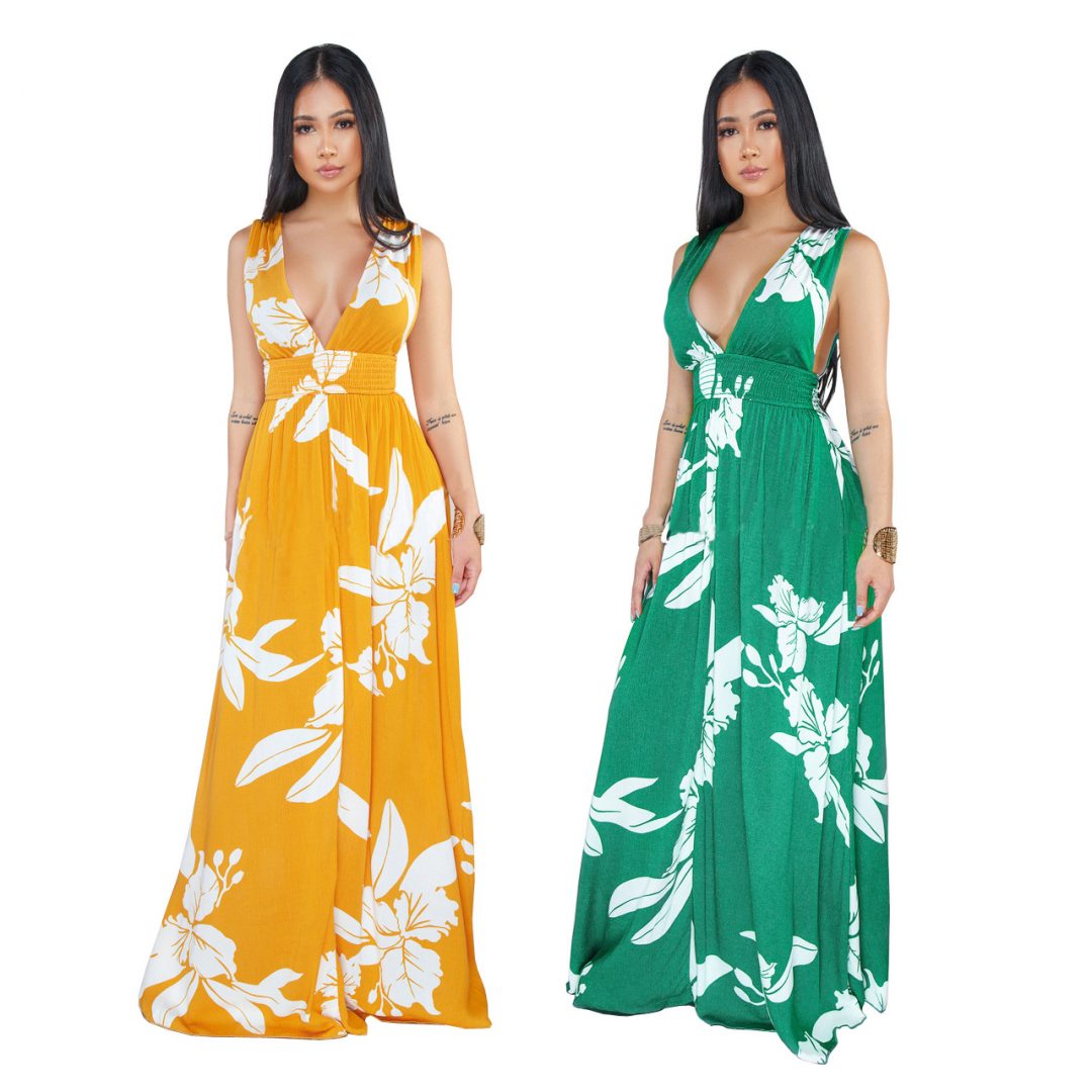 Casual Maxi Dresses Deep VNeckline Summer Party Outfits