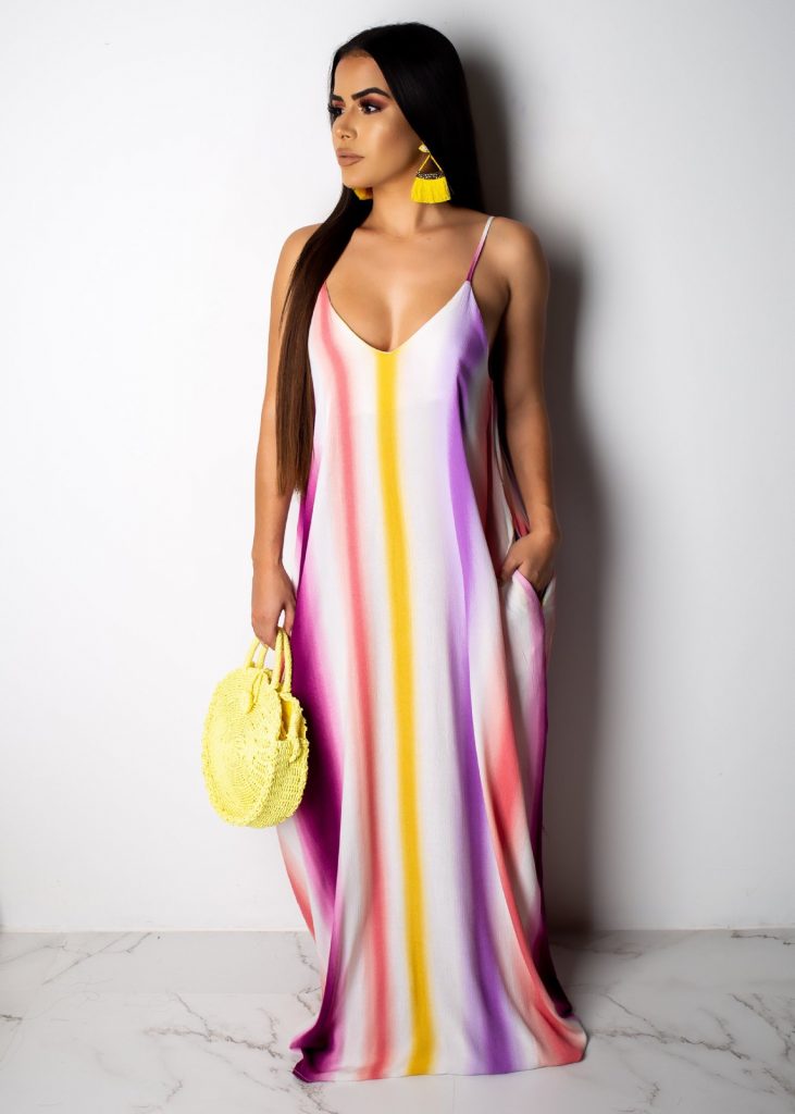 Cute Sleeveless Maxi Dress - Spaghetti Strap Summer Wear For Women