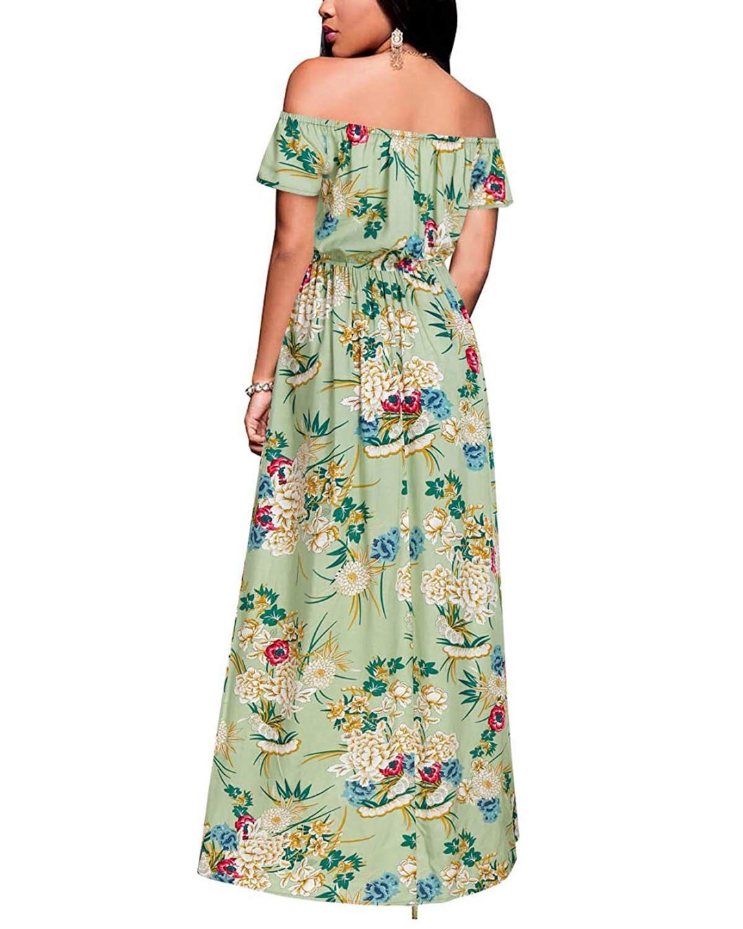 Party Off Shoulder Dress - Floral Print Split Maxi Romper For Women